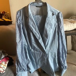 Light blue lace sleeved suit